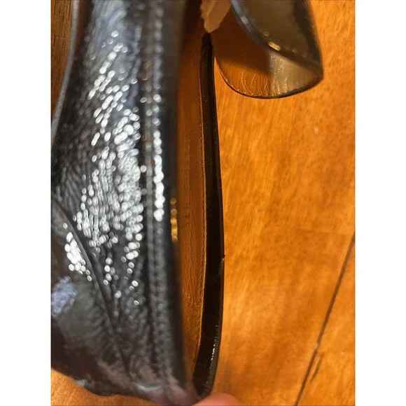 Gucci Loafers Web Grossgain Horsebit Black Patent Flats Shoes Sz 37.5 Mocassins - Picture 7 of 8